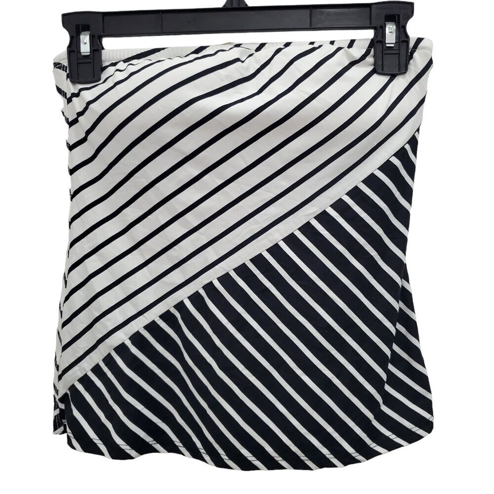Anne Cole Women's Black White‎ Stripe Strapless Tube Swimsuit Top Bikini Size XS